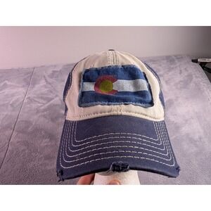 OTTO Colorado State Patch Flag Distressed Baseball Cap Navy Tan Adjustable Hat